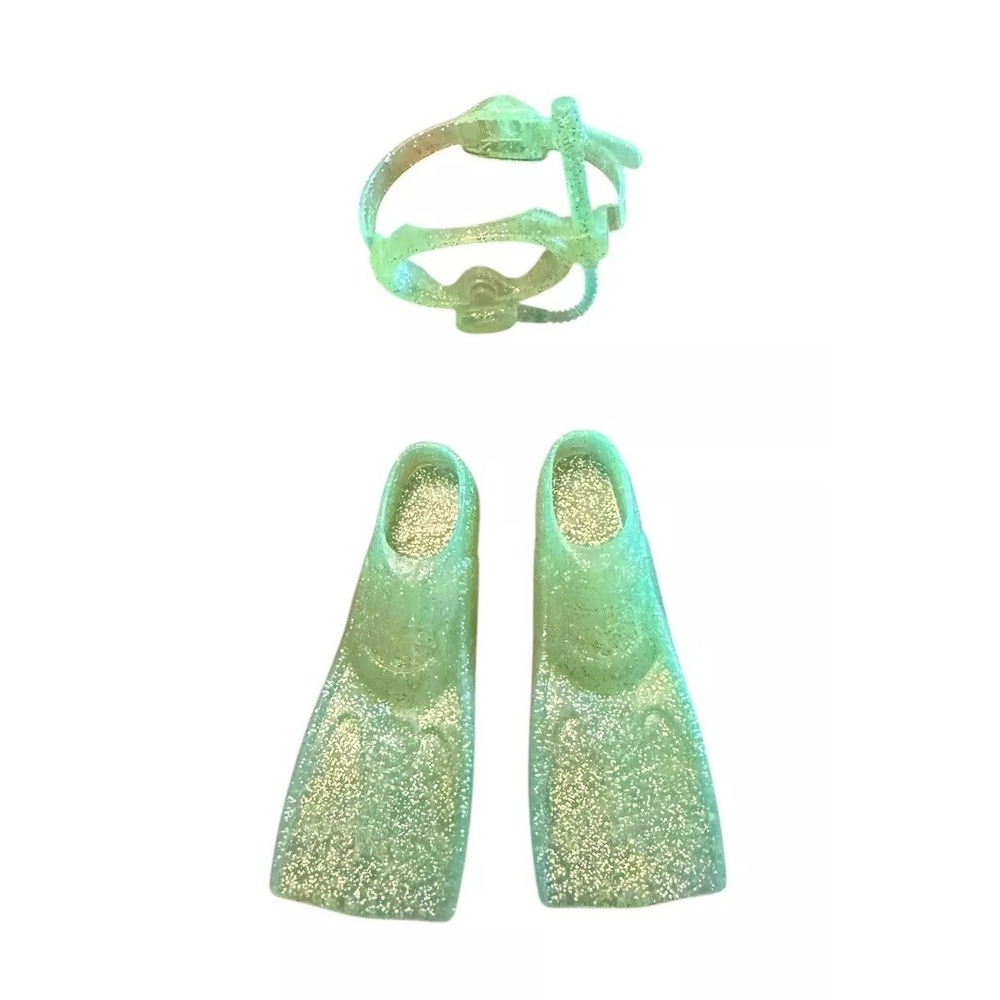 Barbie Ocean Friends Lime Green Scuba Mask Fins Sparkly Vintage 90's - Picture 2 of 6
